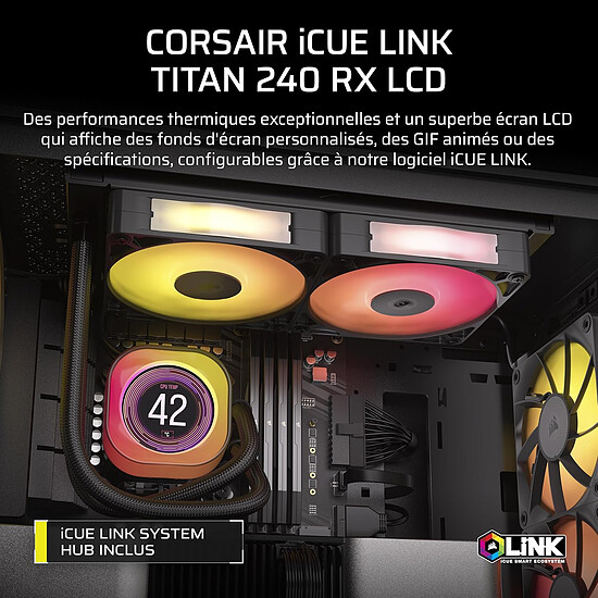 Watercooling AIO Corsair iCUE Link Titan 240 RX LCD - Noir - Autre vue