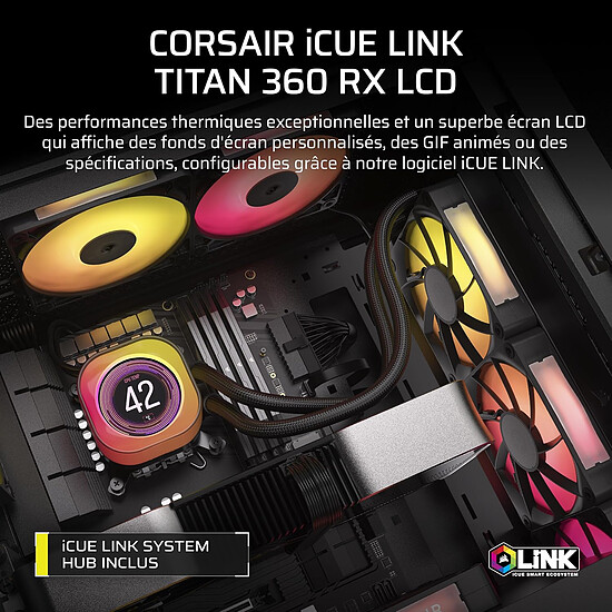 Watercooling AIO Corsair iCUE Link Titan 360 RX LCD - Noir - Autre vue