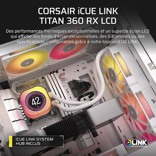 Watercooling AIO Corsair iCUE Link Titan 360 RX LCD - Blanc - Autre vue