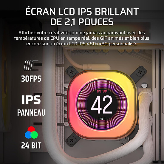 Watercooling AIO Corsair iCUE Link Titan 360 RX LCD - Blanc - Autre vue