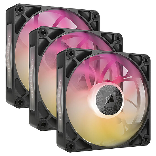 Ventilateur Boîtier Corsair iCUE LINK RX120 MAX RGB Triple Pack - Noir + iCUE LINK System Hub