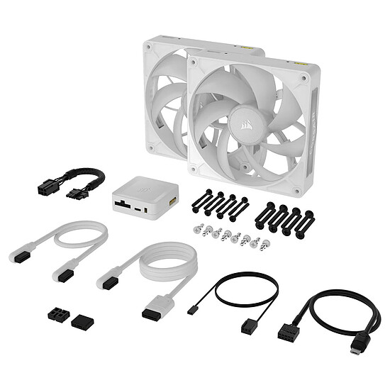 Ventilateur Boîtier Corsair iCUE LINK RX140 MAX RGB Dual Pack - Blanc + iCUE LINK System Hub - Autre vue