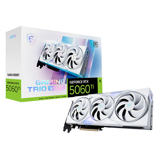 Carte graphique MSI GeForce RTX 5060 Ti 16G GAMING TRIO OC WHITE