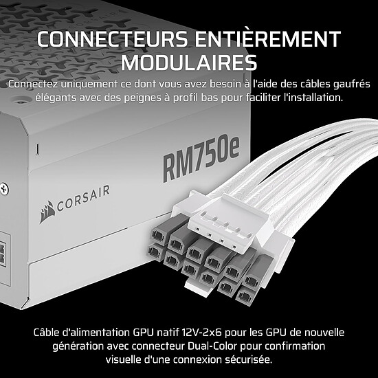 Alimentation PC Corsair RM750e (2025) - Blanc - Autre vue