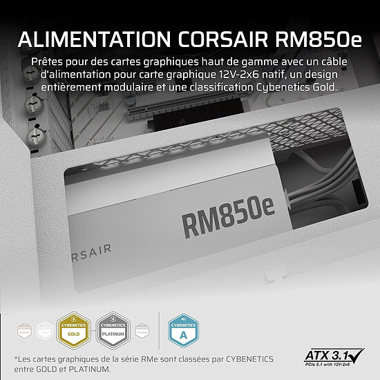 Alimentation PC Corsair RM850e (2025) - Blanc - Autre vue