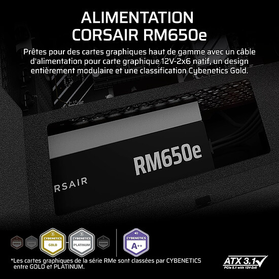 Alimentation PC Corsair RM650e (2025) - Noir - Autre vue