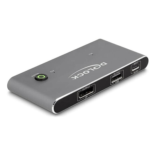 KVM DeLock Commutateur KVM USB-C vers DisplayPort avec 3 ports USB-A 2.0 - 2 ordinateurs (8K@30Hz) - Autre vue