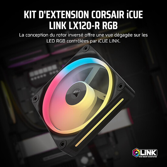 Ventilateur Boîtier Corsair iCUE LINK LX120-R RGB - Noir - Autre vue