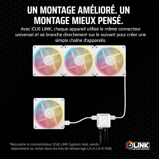 Ventilateur Boîtier Corsair iCUE LINK LX120-R RGB - Blanc - Autre vue