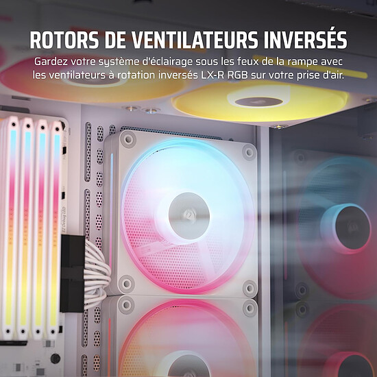 Ventilateur Boîtier Corsair iCUE LINK LX120-R RGB Triple Pack - Blanc + iCUE LINK System Hub - Autre vue