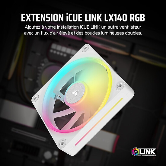 Ventilateur Boîtier Corsair iCUE LINK LX140 RGB - Blanc - Autre vue