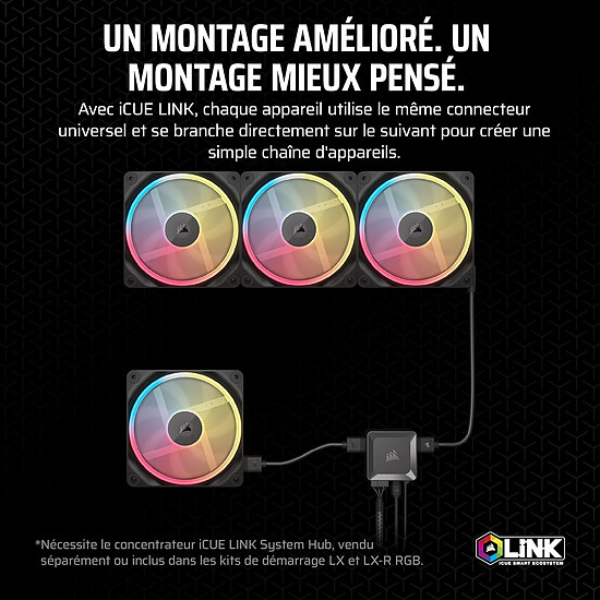 Ventilateur Boîtier Corsair iCUE LINK LX140-R RGB Dual Pack - Noir + iCUE LINK System Hub - Autre vue