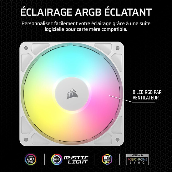 Ventilateur Boîtier Corsair RS120 ARGB Triple Pack - Blanc - Autre vue