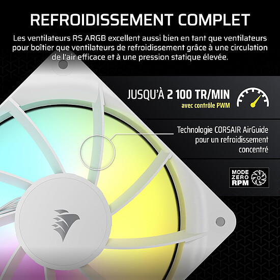 Ventilateur Boîtier Corsair RS120 ARGB Triple Pack - Blanc - Autre vue