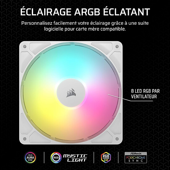 Ventilateur Boîtier Corsair RS140 ARGB - Blanc - Autre vue