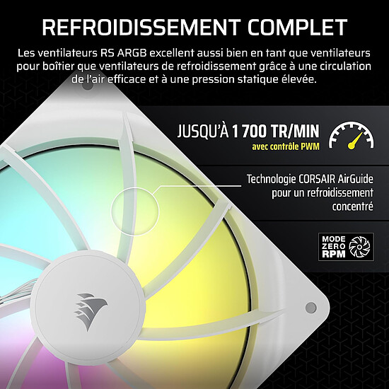 Ventilateur Boîtier Corsair RS140 ARGB - Blanc - Autre vue