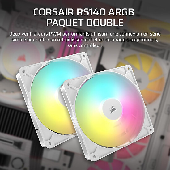 Ventilateur Boîtier Corsair RS140 ARGB Dual Pack - Blanc - Autre vue