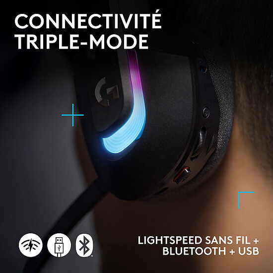 Casque micro Logitech G G522 Lightspeed - Noir - Autre vue