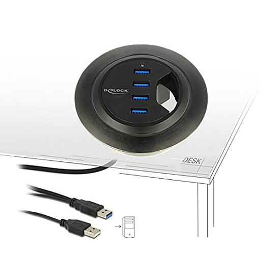 Hub USB DeLock Hub de bureau USB-A 3.0 à 4 ports - Autre vue