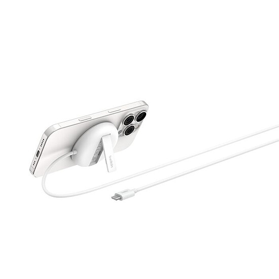 Chargeur Belkin BoostCharge Pro Socle de recharge aimanté Qi2 avec Chargeur Secteur - Blanc - Autre vue