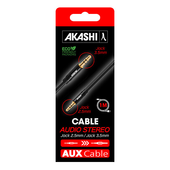 Câble Jack Akashi câble audio stéréo jack 2.5 mm / 3.5 mm M/M - 1 m - Autre vue