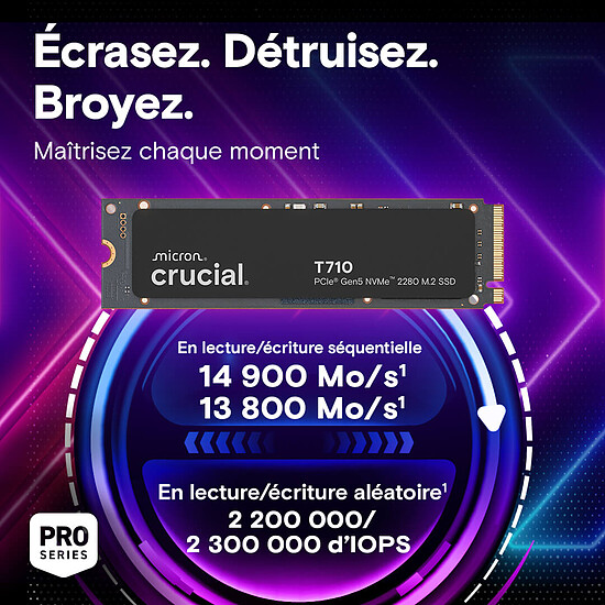 Disque SSD Crucial T710 avec dissipateur - 1 To - Autre vue