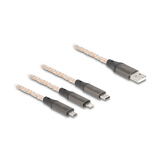 Adaptateur USB DeLock USB-A RGB vers USB-C/microUSB/Lightning 2.0 - 1.2 m - Autre vue