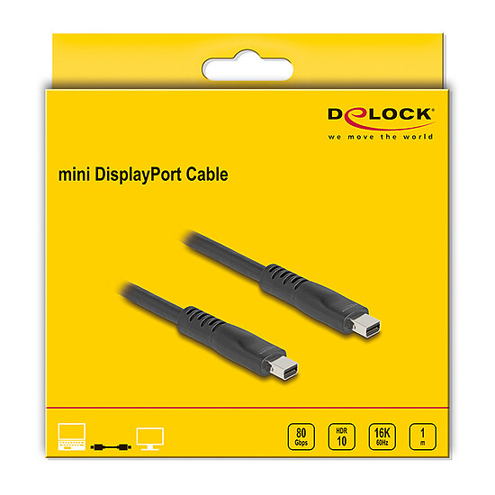 Câble DisplayPort DeLock Câble Mini DisplayPort 2.1 mâle/mâle  - 1 m - Autre vue