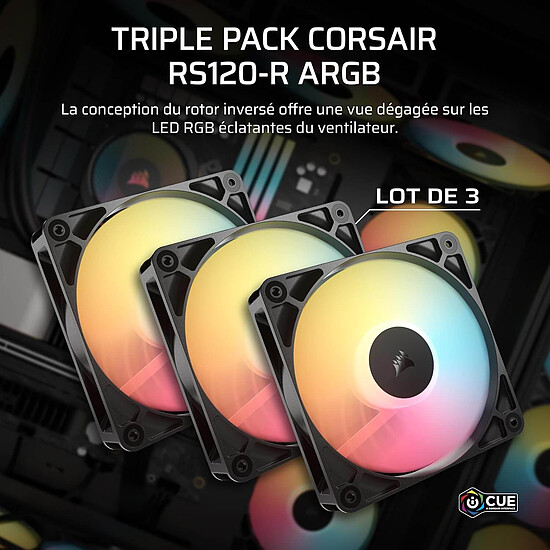 Ventilateur Boîtier Corsair RS120-R ARGB Triple Pack - Noir - Autre vue