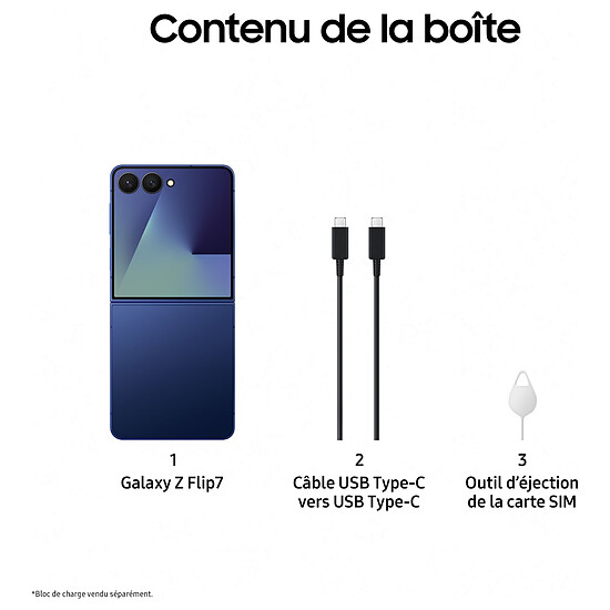 Smartphone reconditionné Samsung Galaxy Z Flip7 (Bleu) - 512 Go - 12 Go  · Reconditionné - Autre vue