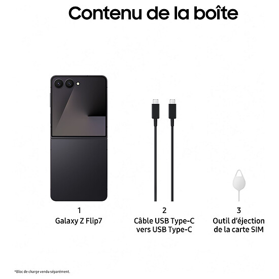 Smartphone Samsung Galaxy Z Flip7 (Noir) - 256 Go - 12 Go  - Autre vue