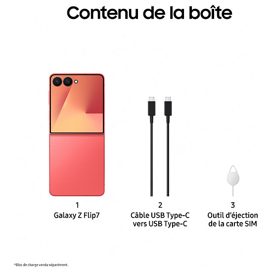 Smartphone reconditionné Samsung Galaxy Z Flip7 (Corail) - 512 Go - 12 Go  · Reconditionné - Autre vue
