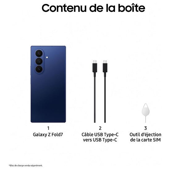 Smartphone reconditionné Samsung Galaxy Z Fold7 (Bleu) - 1 To - 16 Go · Reconditionné - Autre vue