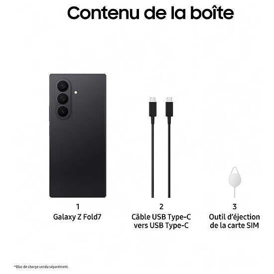 Smartphone reconditionné Samsung Galaxy Z Fold7 (Noir) - 1 To - 16 Go · Reconditionné - Autre vue