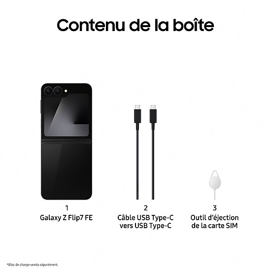 Smartphone Samsung Galaxy Z Flip7 FE (Noir) - 256 Go - 8 Go  - Autre vue