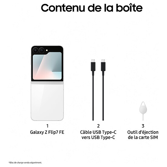 Smartphone reconditionné Samsung Galaxy Z Flip7 FE (Blanc) - 128 Go - 8 Go  · Reconditionné - Autre vue