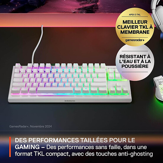 Clavier PC SteelSeries Apex 3 TKL - Blanc - Autre vue