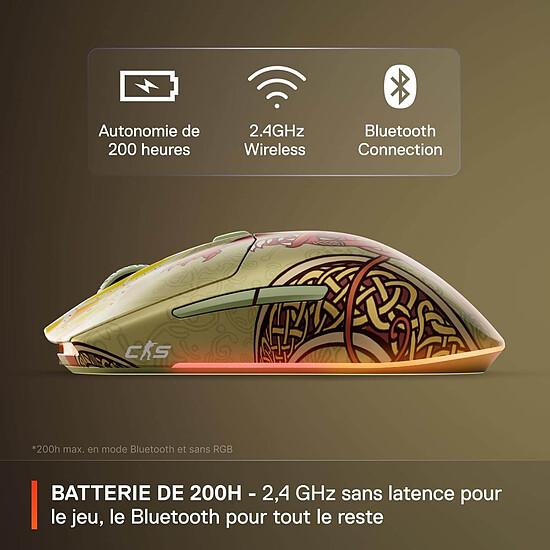 Souris PC SteelSeries Wireless Gaming Mouse CS2 Dragon Lore - Autre vue