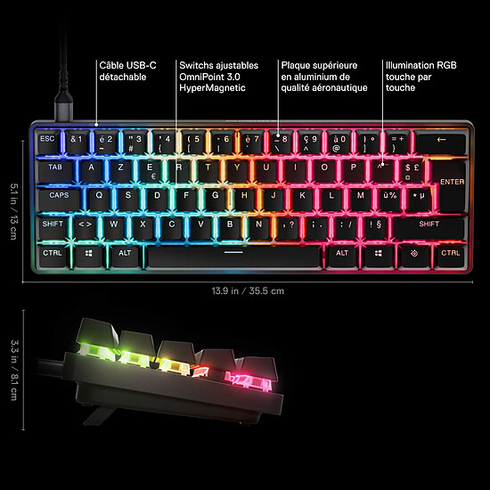 Clavier PC SteelSeries Apex Pro Mini Gen 3 (Noir) - Autre vue
