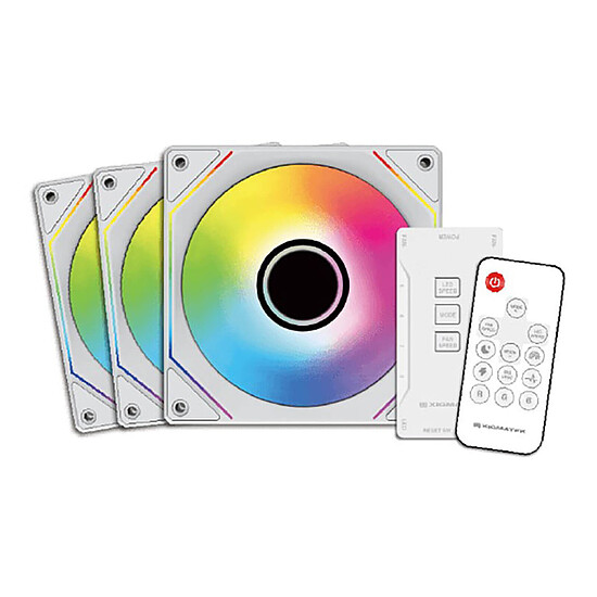 Ventilateur Boîtier Xigmatek Infini G20A - Blanc - Pack de 3 + Contrôleur et télécommande - Autre vue