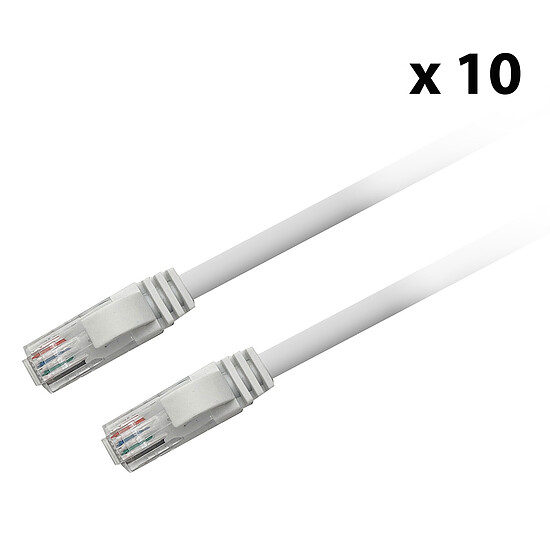 Câble RJ45 Textorm Câble RJ45 CAT 5E UTP - mâle/mâle - 0.5 m - Blanc (x 10)