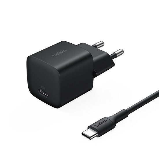 Chargeur Belkin BoostCharge Chargeur secteur USB-C (25 W) + Câble USB-C vers USB-C - Noir - Autre vue