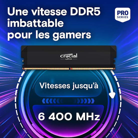Mémoire RAM Crucial Pro Overclocking - 2 x 16 Go (32 Go) - DDR5 6000 MHz - CL36 - Noir - Autre vue