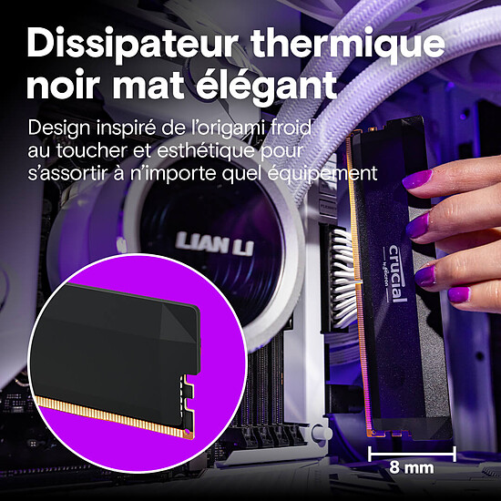 Mémoire RAM Crucial Pro Overclocking - 2 x 16 Go (32 Go) - DDR5 6000 MHz - CL36 - Noir - Autre vue