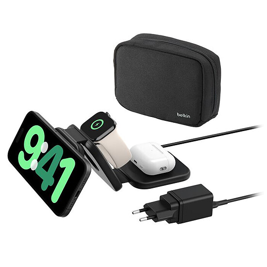 Chargeur Belkin BoostCharge Pro Station de recharge aimantée 3-en-1 portable avec Qi2 (15 W)