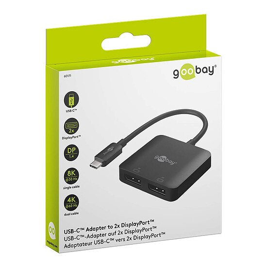 Adaptateur DisplayPort Goobay Adaptateur USB-C vers 2 DisplayPort 1.4 - Autre vue