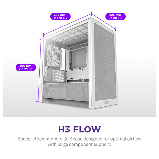 Boîtier PC NZXT H3 Flow Blanc - 2025 - Autre vue
