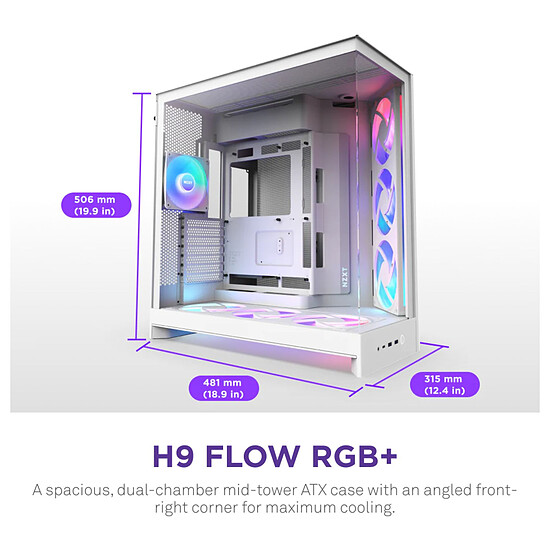 Boîtier PC NZXT H9 Flow RGB+ Blanc - 2025 - Autre vue
