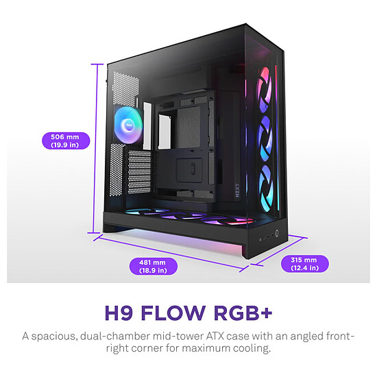Boîtier PC NZXT H9 Flow RGB+ Noir - 2025 - Autre vue
