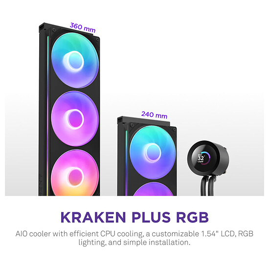 Watercooling AIO NZXT Kraken Plus 240 RGB Noir (RL-KR240-B2) - Autre vue